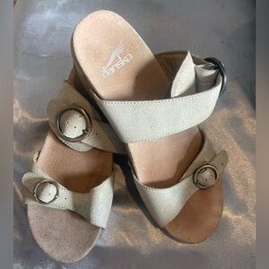 Dansko Women's Cream Sandals with Buckle Detail